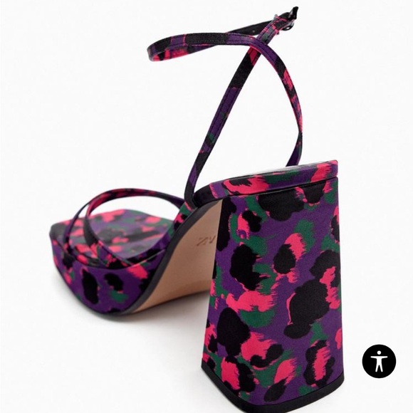 ZARA satin printed chunky Platform Sandals NWT sz 39 us size 8 - Picture 5 of 7